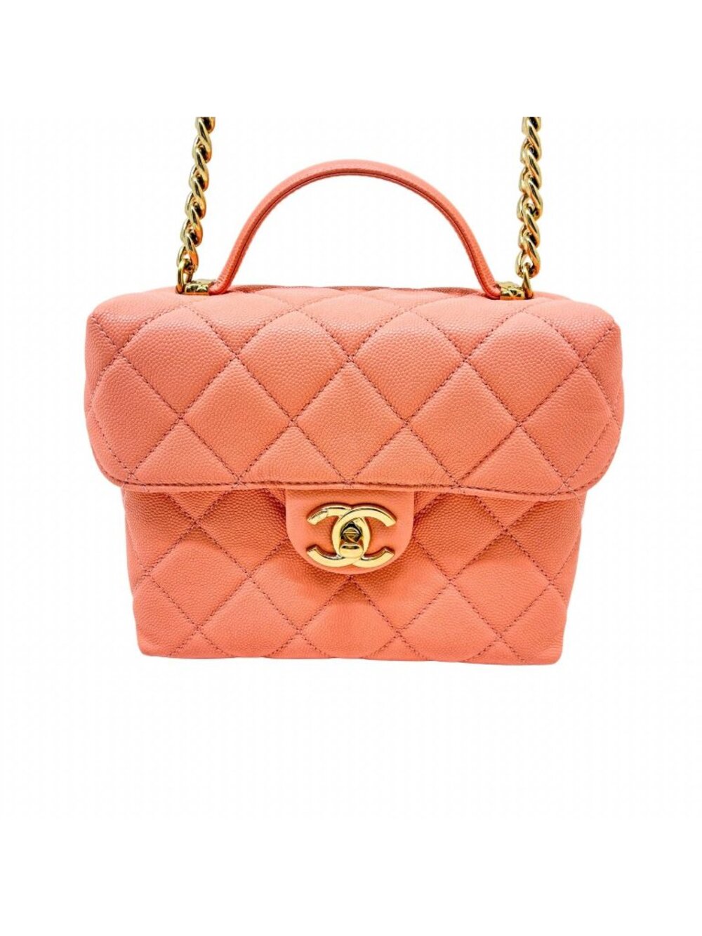 Chanel Quilted 2-Way Shoulder Bag Pink Caviar Leather